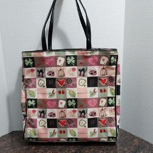 LuLu Guiness Stylish "LONDON"  Patterned Tote Bag with Black Handles  NEW